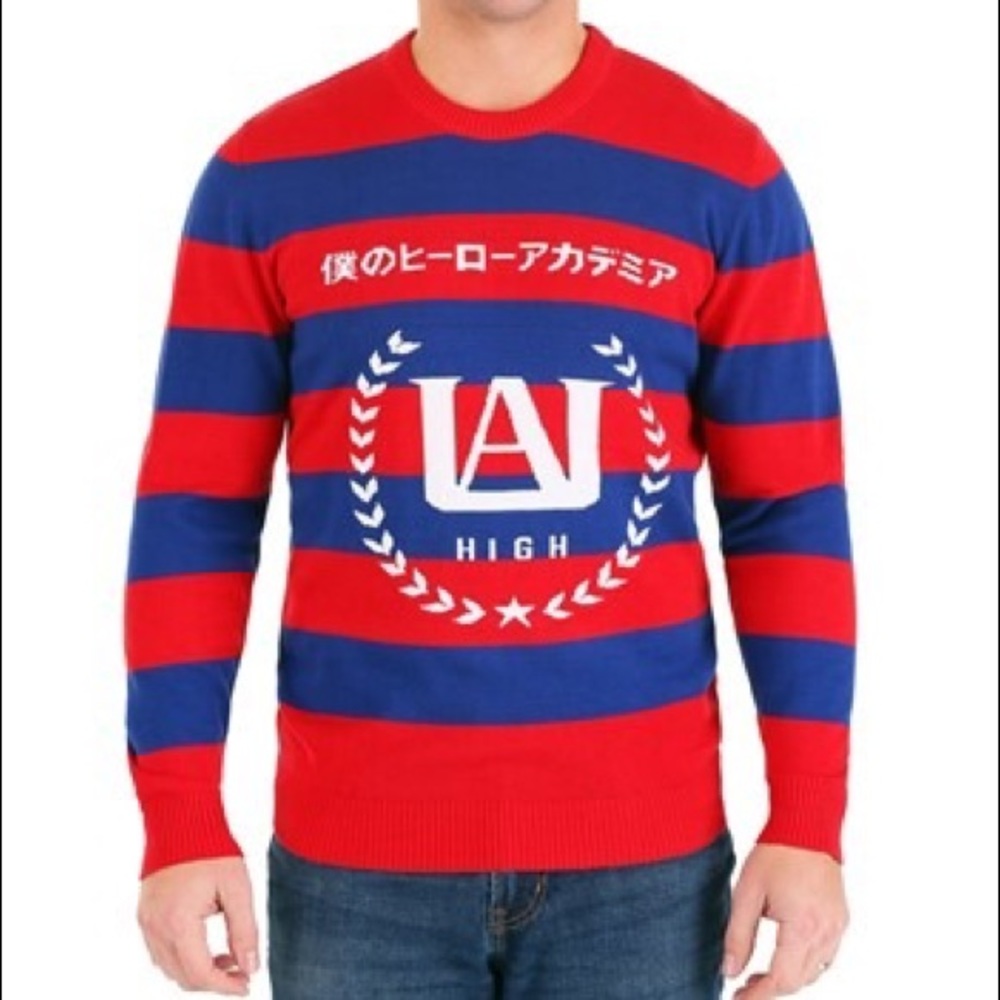 My Hero Academia Unisex varsity Todoroki Shoto theme Striped Christmas sweater